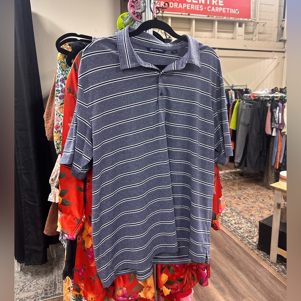 Cutter & Buck striped blue polo golf sports men’s size XL NWOT